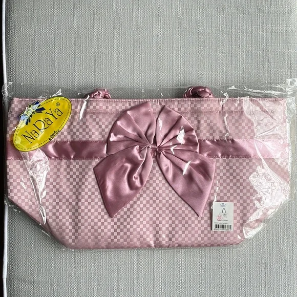 Naraya checkered pink quilted bow tote shoulder bag - Picture 15 of 15